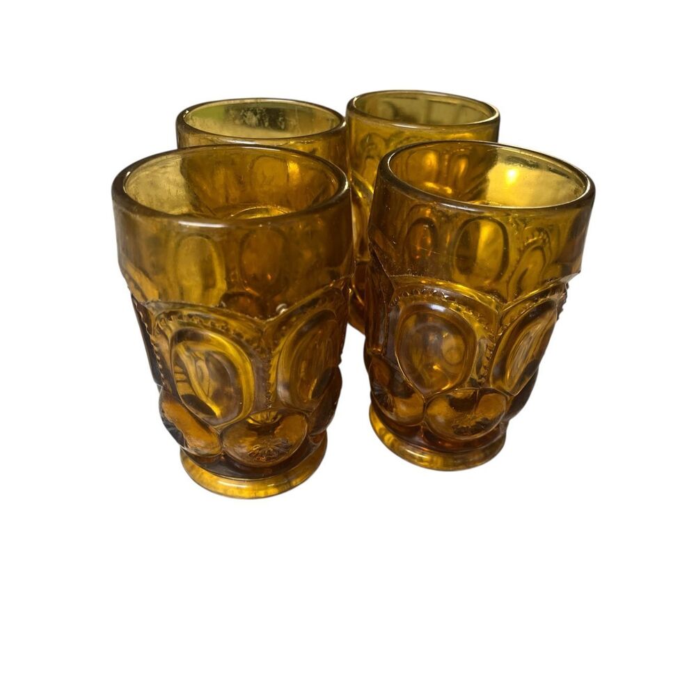 Moon & Star Vintage tumblers L. E. Smith amber color set of 4